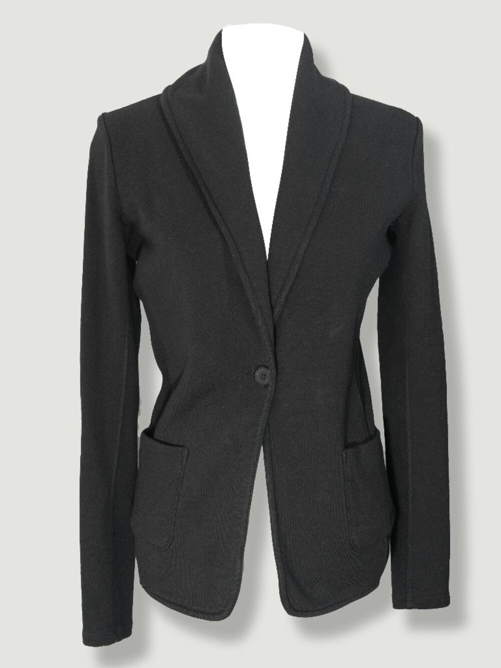 James Perse Black Blazer Minimal Classic Coporate Long Knit Jacket